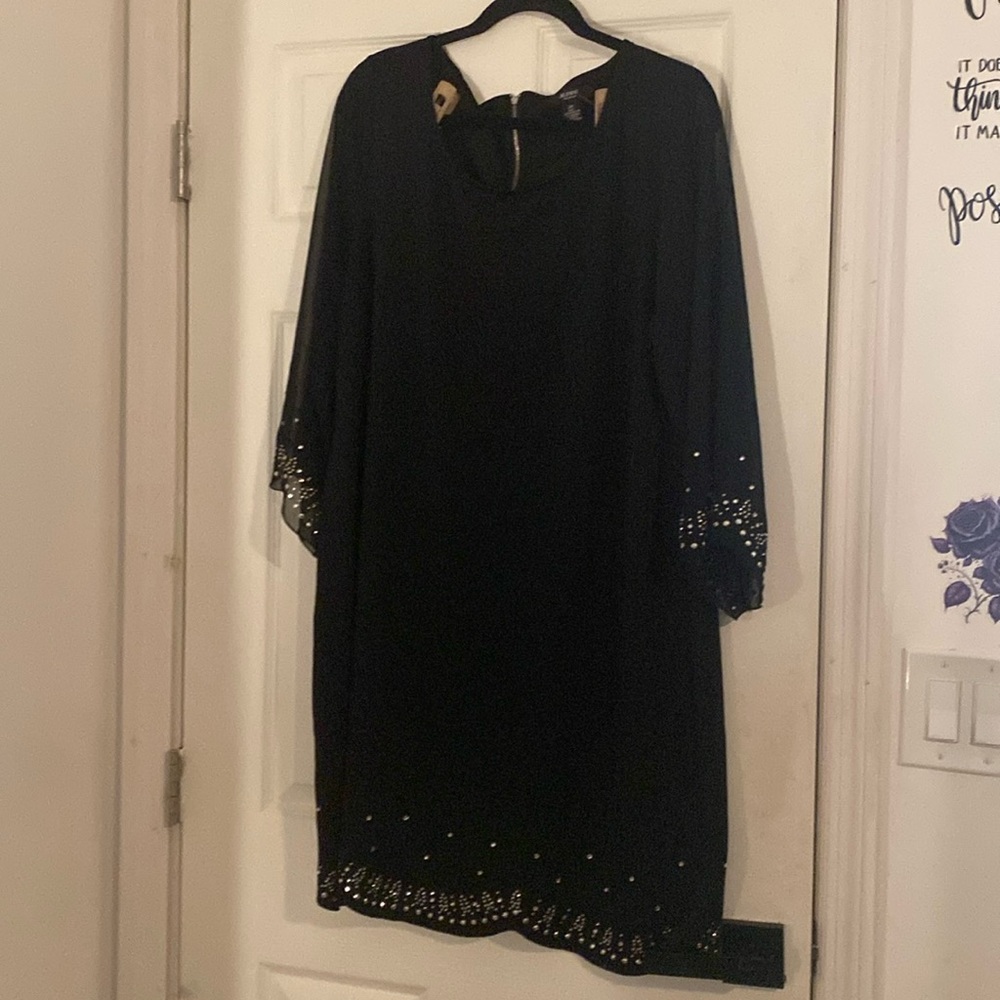 Alfani Black Asymmetrical Dress with Dolman Sleeves